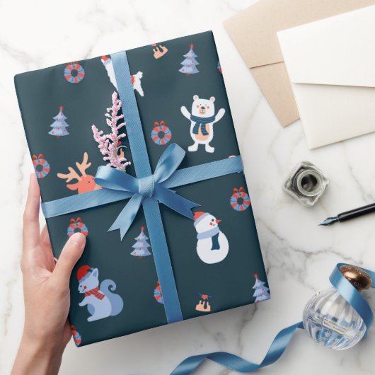 Schattige Eenvoudig scandi winter kerstpatroon Cadeaupapier (Geschenken)