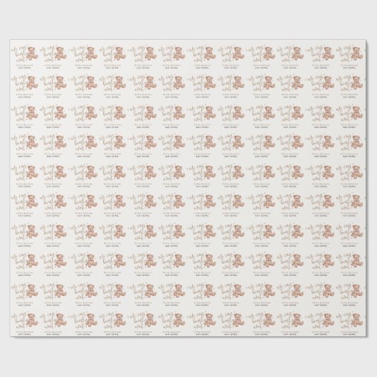 Schattige Eenvoudig Teddy Bear Baby shower Cadeaupapier (Vlak)