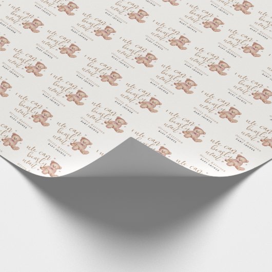 Schattige Eenvoudig Teddy Bear Baby shower Cadeaupapier (Hoek)