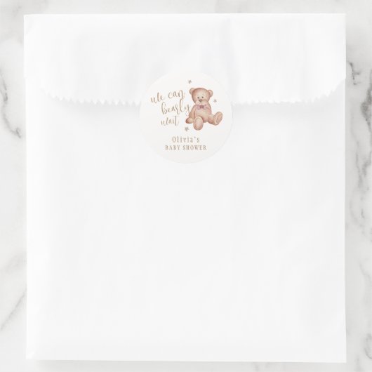 Schattige Eenvoudig Teddy Bear Baby shower Ronde Sticker (Tas)