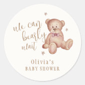 Schattige Eenvoudig Teddy Bear Baby shower Ronde Sticker (Voorkant)