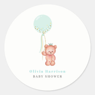 Schattige Eenvoudig Teddy Bear Baby shower Ronde Sticker