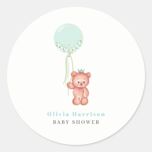 Schattige Eenvoudig Teddy Bear Baby shower Ronde Sticker (Voorkant)