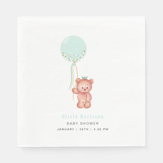 Schattige Eenvoudig Teddy Bear Baby shower Servet (Voorkant)