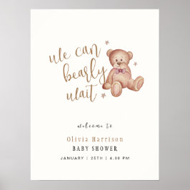 Schattige Eenvoudig Teddy Bear Baby shower Welkoms Poster