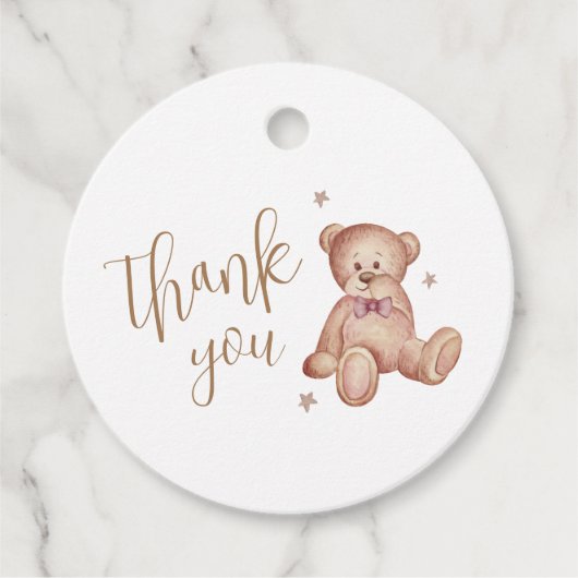 Schattige Eenvoudig Teddy Bear Star Baby shower Da Bedankjes Labels (Voorkant)