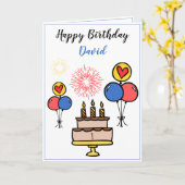 Schattige Eenvoudig Vuurwerk Witte Kleinzoon 1e Ve Kaart (Gele Bloem)