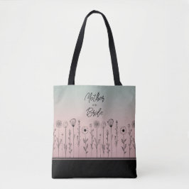 Schattige Eenvoudig Zwart Roos Gouden Bloem Doodle Tote Bag