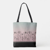 Schattige Eenvoudig Zwart Roos Gouden Bloem Doodle Tote Bag (Achterkant)