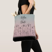 Schattige Eenvoudig Zwart Roos Gouden Bloem Doodle Tote Bag (Dichtbij)