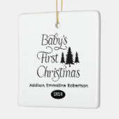 Schattige Eenvoudig Zwart Wit Baby's 1st Christmas Keramisch Ornament (Links)
