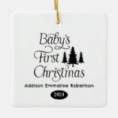 Schattige Eenvoudig Zwart Wit Baby's 1st Christmas Keramisch Ornament (Voorkant)