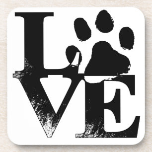 Schattige Eenvoudig Zwart Wit Pet Love Paw Print Drankjes Onderzetter