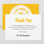 Schattige Eenvoudige Eerste Reis Rond De Zon 1e Ve Bedankkaart (Voorkant / Achterkant)