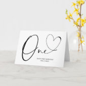 Schattige Eenvoudige Eerste Verjaardag Eén Hart Kaart (Gele Bloem)