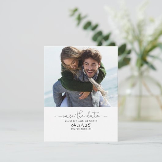 Schattige Eenvoudige en Elegante Sla de Datum Op F Save The Date (Staand voorkant)