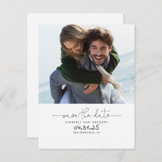 Schattige Eenvoudige en Elegante Sla de Datum Op F Save The Date (Voorkant / Achterkant)