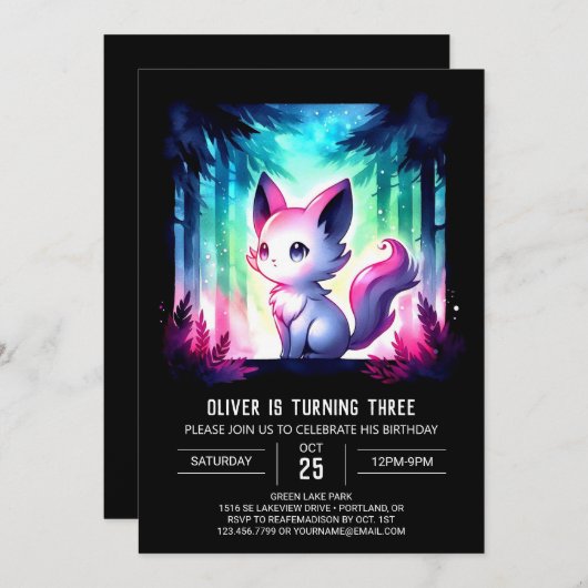 Schattige eenvoudige kattenverjaardag kaart (Voorkant / Achterkant)