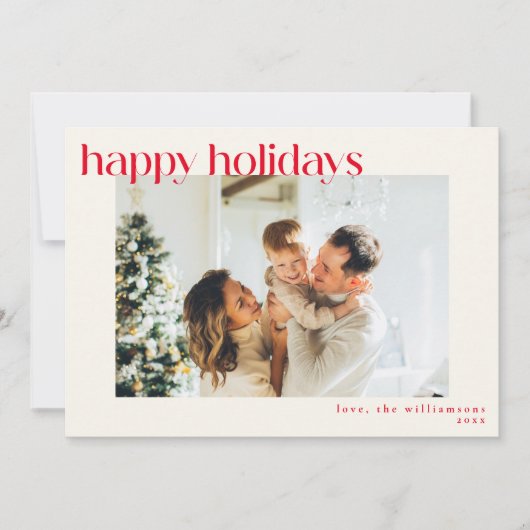 Schattige Eenvoudige Rode Gelukkig Kerstmis Modern Feestdagenkaart (Voorkant)