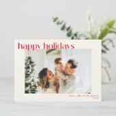 Schattige Eenvoudige Rode Gelukkig Kerstmis Modern Feestdagenkaart (Staand voorkant)