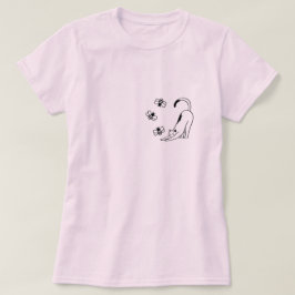 Schattige Eenvoudige Roze Kat T-shirt