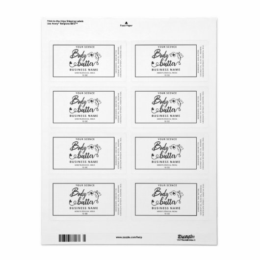 Schattige eenvoudige scriptvlinderboter etiket (Full Sheet)