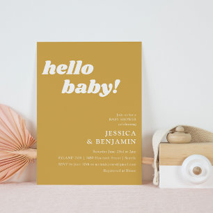 Schattige Eenvoudige Stof Gele Hallo Baby Borrel Kaart