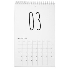 Schattige Eenvoudige Zwart en Wit Handgeschreven S Kalender