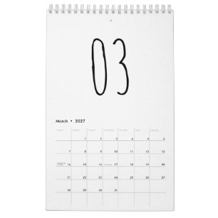 Schattige Eenvoudige Zwart en Wit Handgeschreven S Kalender