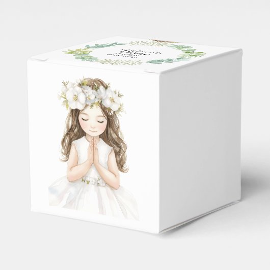 Schattige eerste heilige communie meisje bedankdoosjes (Voorkant Zijde)