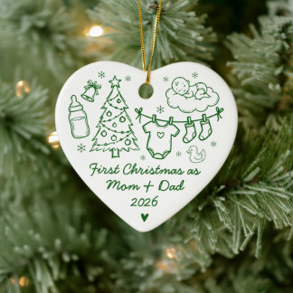 Schattige eerste kerst als mama en papa met foto keramisch ornament