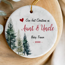 Schattige eerste kerst als tante en oom rode hart