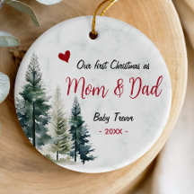 Schattige eerste kerst mama en papa rode hart