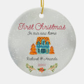 Schattige eerste kerst nieuw huis koekjeshuis keramisch ornament (Voorkant)