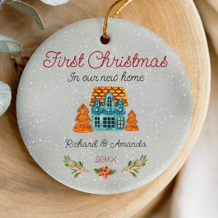 Schattige eerste kerst nieuw huis koekjeshuis keramisch ornament