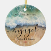Schattige eerste kerst verloofd kust strand keramisch ornament (Voorkant)
