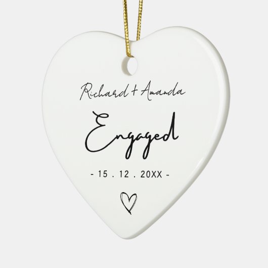 Schattige eerste kerst verloofd minimalistisch keramisch ornament (Links)