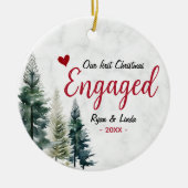 Schattige eerste Kerst verloving rood hart Keramisch Ornament (Voorkant)