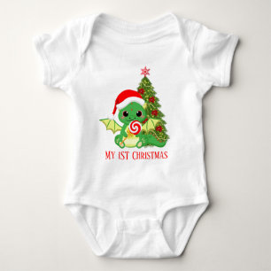 schattige eerste kerstdraak unisex romper