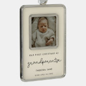 Schattige Eerste Kerstmis als grootouders Foto Verzilverd Omlijst Ornament (Rechts)