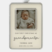 Schattige Eerste Kerstmis als grootouders Foto Verzilverd Omlijst Ornament (Voorkant)