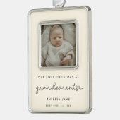 Schattige Eerste Kerstmis als grootouders Foto Verzilverd Omlijst Ornament (Links)