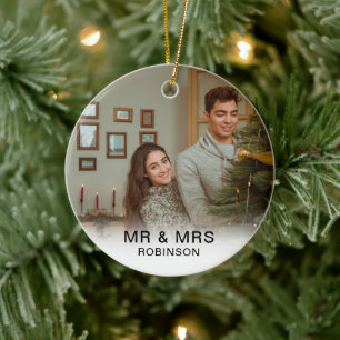 schattige Eerste Kerstmis Getrouwd en Prettige Fee Keramisch Ornament