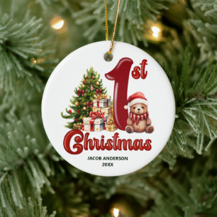 Schattige Eerste Kerstmis Keramisch Ornament