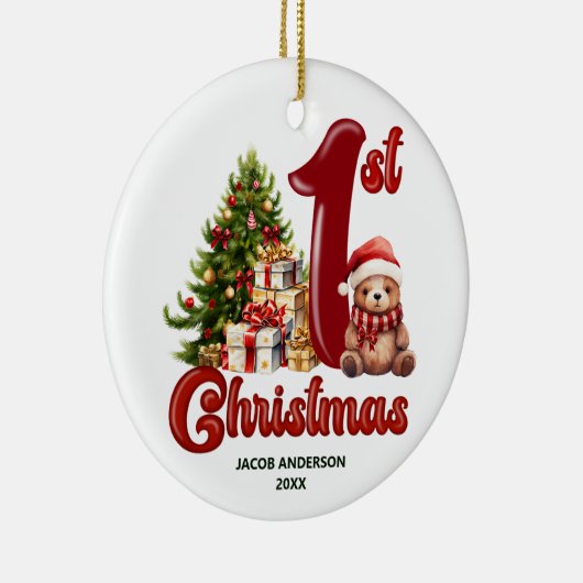 Schattige Eerste Kerstmis Keramisch Ornament (Rechts)