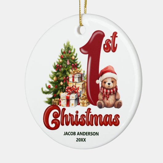 Schattige Eerste Kerstmis Keramisch Ornament (Links)