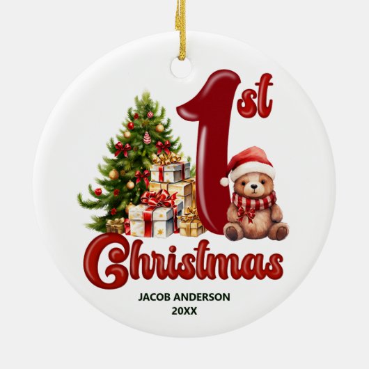 Schattige Eerste Kerstmis Keramisch Ornament (Achterkant)