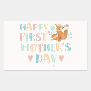 Schattige Eerste Moederdag Boho Typografie Rechthoekige Sticker