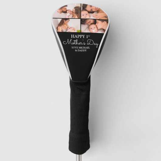 Schattige Eerste Moederdag Moderne Fotocollage Golfheadcover (Voorkant)