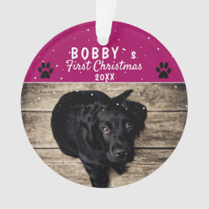 Schattige Eerste Puppy Kerst Klauw Paarse Hond Fot Ornament